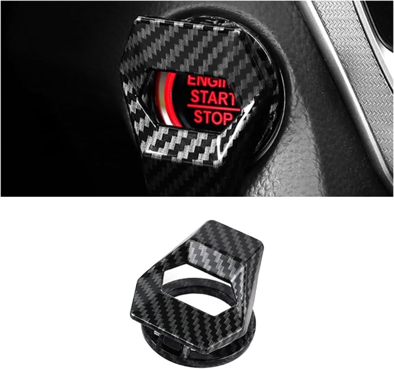 GLSOWEE Car Engine Start/Stop Button Cover, Zinc Alloy Car Push Button Start Cover Car Power Control Trim, Universal Key Ignition Switch Protective Cover for Cars, SUVs (Carbon Fiber) - Image 1